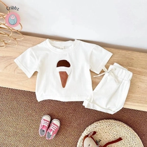 Summer Ice Cream Print Baby Outfit Set