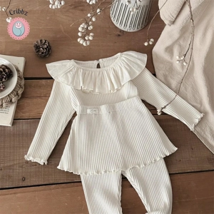 Baby Girls Casual Suit with Lotus Leaf Collar