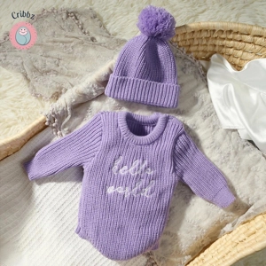 Knitted Newborn Photo Romper Set