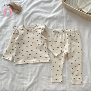 Heart Print Baby Pajama Set for Girls