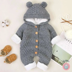 Hooded Cashmere Knit Romper for Infants