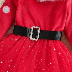 Red Sequined Christmas Princess Dress for Kids