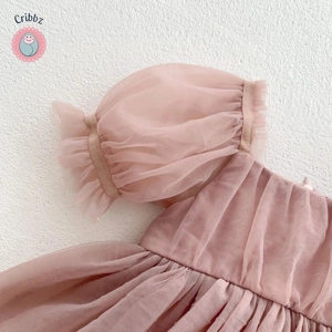 Summer Mesh Puff Sleeve Baby Dress