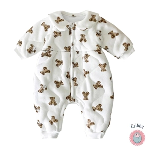 Cute Bear Print Winter Baby Jumpsuit