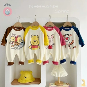 Korean Cartoon Print Baby Bodysuit Set