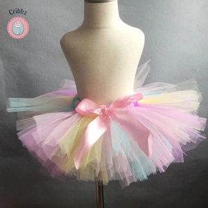 Girls Rainbow Tutu Skirt with Bow