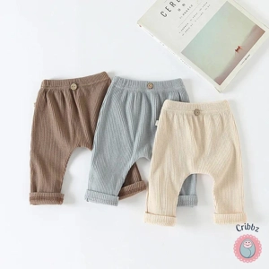 Casual Ribbed Striped Baby Trousers
