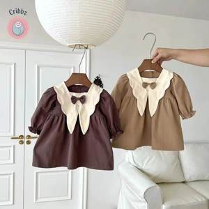 Retro Ruffle Bow Knot Dress for Girls