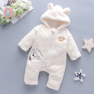 Winter Lamb Hair Bear Baby Jumpsuit