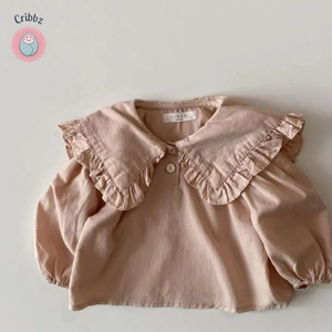 Casual Big Collar Long Sleeve Baby Blouse