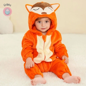 Winter Dinosaur Hooded Baby Jumpsuit