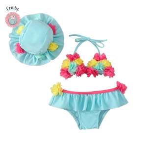 Floral Infant Girls Bathing Suit Set