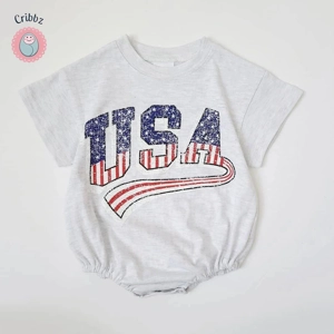 Baby Boys USA Print Short Sleeve Romper