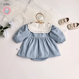 Autumn Pleated Baby Bodysuit for Girls