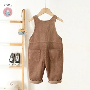 Heart Embroidery Corduroy Baby Overalls