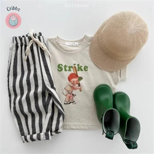 Vintage Stripe Cotton Pants for Kids