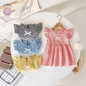 Summer Cotton Princess Plaid Dress