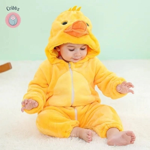 Winter Dinosaur Hooded Baby Jumpsuit