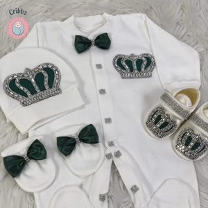 Emerald Gold Baby Bling Romper Set