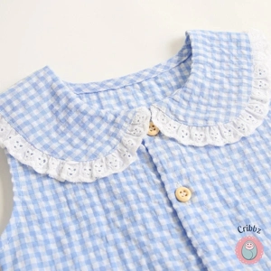 Cute Plaid Cotton Baby Bodysuit for Girls