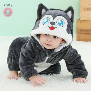 Winter Dinosaur Hooded Baby Jumpsuit