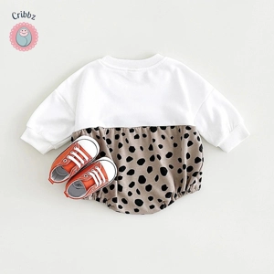 Leopard Print Baby Girls Bodysuit Jumpsuit