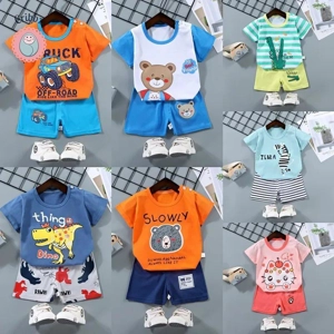 Kids Cartoon Print T-Shirt & Shorts Set