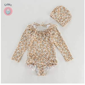 Floral Ruffle Collar One-Piece Swimsuit