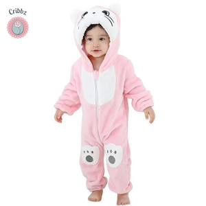 Hooded Flannel Baby Romper Jumpsuit