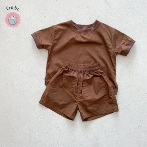 Childrens Cotton Short Sleeve Shorts Set