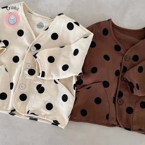 Korean Polka Dot V-Neck Jacket for Kids