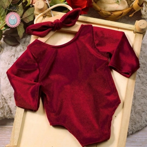 Burgundy Velvet Baby Girl Christmas Outfit