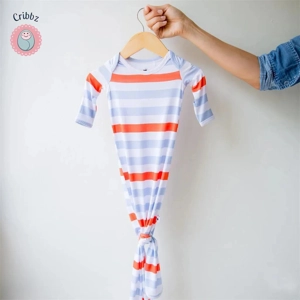 Soft Bamboo Striped Sleep Gown for Newborns