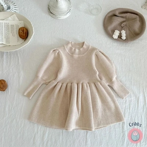 Autumn Vintage Style Puff Sleeve Dress