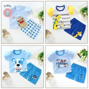 Kids Cartoon Print T-Shirt & Shorts Set