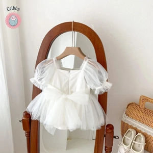 Summer Mesh Puff Sleeve Baby Dress