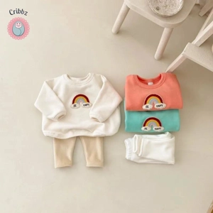 Autumn Rainbow Hoodie Set for Toddlers