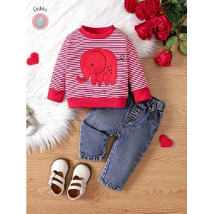 Cute Elephant Stripe Outfit for Toddlers