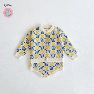 Baby Girl Knit Cardigan & Jumpsuit Set