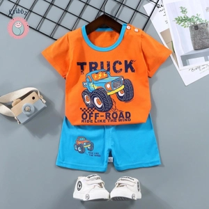 Kids Cartoon Print T-Shirt & Shorts Set