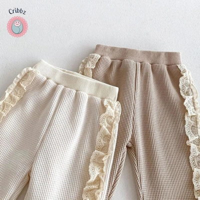 Girls Sweet Lace Hoodie & Trousers Set title=