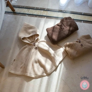 Childrens Hooded Knit Cloak Coat