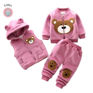 Cozy Cartoon Bear Fleece Outfit Set