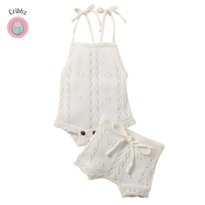 Newborn Baby Girls Summer Knit Romper Set