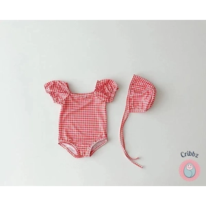 Girls Heart Print One Piece Swimsuit