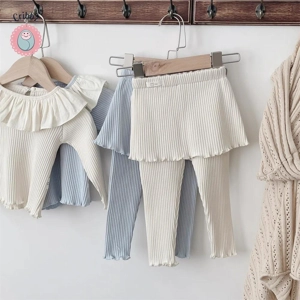 Baby Girls Casual Suit with Lotus Leaf Collar