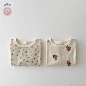 Infant Cartoon Floral Waffle Hoodies