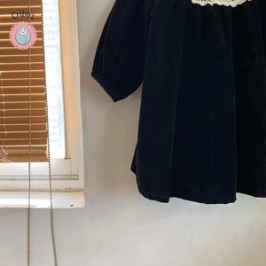 Vintage Floral Velvet Dress for Girls