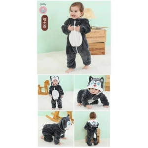 Winter Dinosaur Hooded Baby Jumpsuit