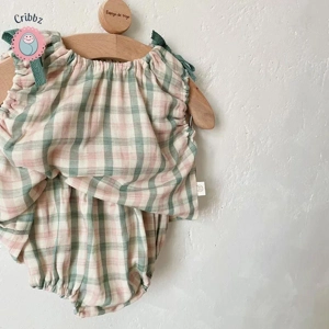 Summer Plaid Tee and Bloomer Set